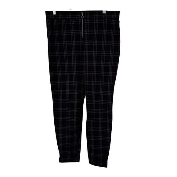 Hue Womens Plaid  Skimmer Leggings Zipper Closure Size Large grayponte knit new - Picture 1 of 13